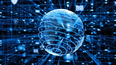 Global online internet network and internet of things IOT concept Stock Illustration