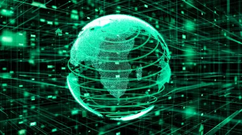 Global online internet network and internet of things IOT concept Stockillustratie
