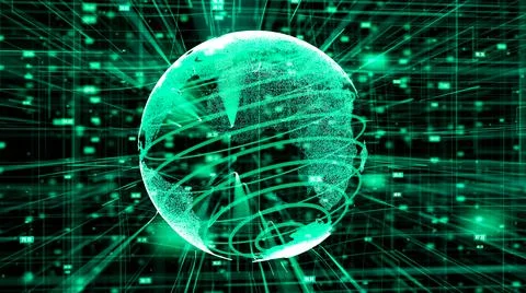 Global online internet network and internet of things IOT concept Stockillustratie