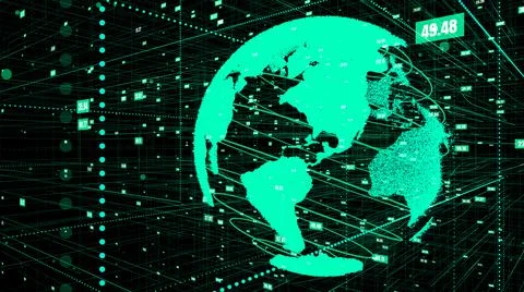 Global online internet network and internet of things IOT concept Stockillustratie