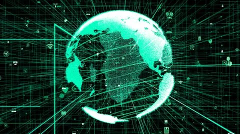 Global online internet network and internet of things IOT concept Stock Illustration