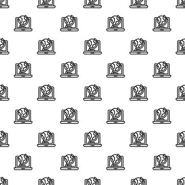 Global online learning and digital technology networking pattern 库存插图