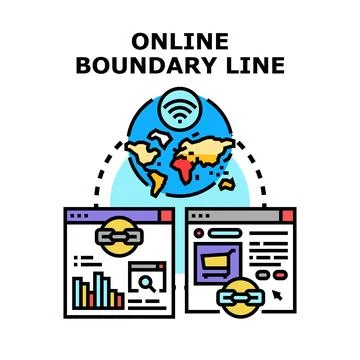Global online network establishing digital boundary connections Stock Illustration