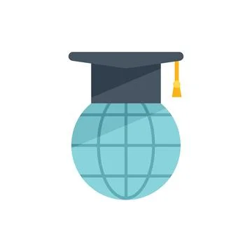 Global online study icon flat vector. School course Stock Illustration