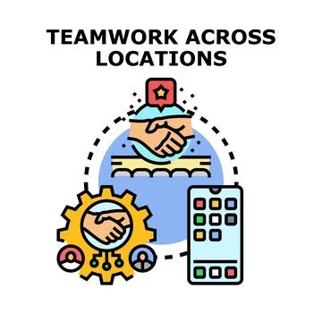Global online team collaborating remotely using digital technology Stock Illustration