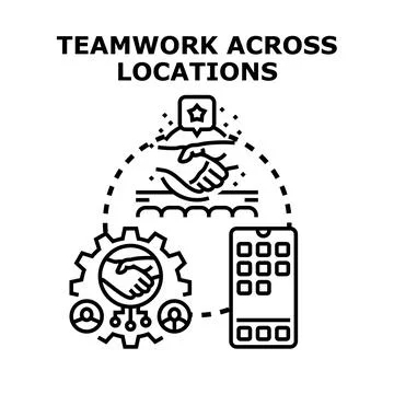 Global online team collaborating remotely using digital technology Stock Illustration