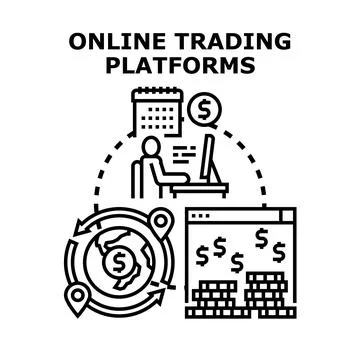Global online trading platforms managing digital finances Stock Illustration