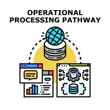 Global operational processing pathway for data management system Stock Illustration