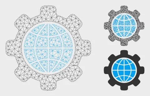 Global Options Vector Mesh Wire Frame Model and Triangle Mosaic Icon Stock Illustration