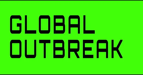 Global outbreak text green screen, masked glitched effect. Video stock 132621939