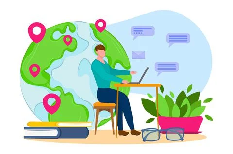 Global outsourcing concept. Stock Illustration