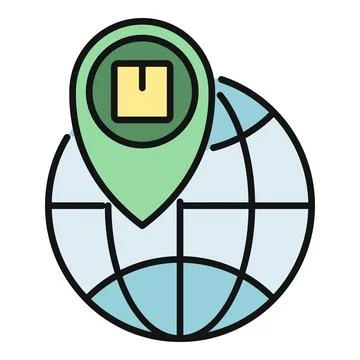 Global package delivery tracking location pin icon 스톡 일러스트
