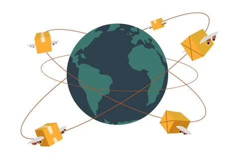 Global Package Tracking Illustration 库存插图