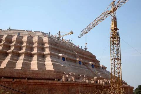 Global Pagoda under construction at Gorai creek, Borivali west, Bombay Mum... Fotos Stock