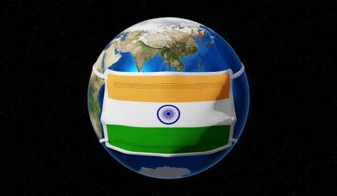 Global pandedmic coronavirus/ flu outbreak - India - 3D illustration Stock Illustration