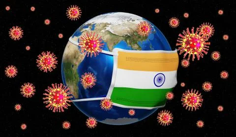 Global pandedmic coronavirus/ flu outbreak - India - 3D illustration Stock Illustration