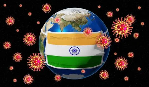 Global pandedmic coronavirus/ flu outbreak - India - 3D illustration Stock Illustration
