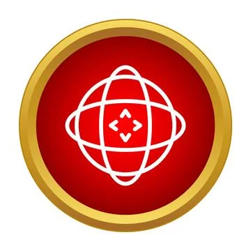 Global panoramic view icon on red background 스톡 일러스트
