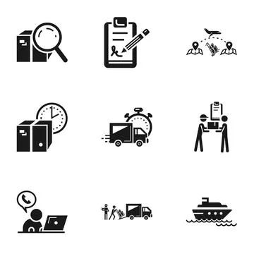 Global parcel delivery icon set, simple style Stock Illustration