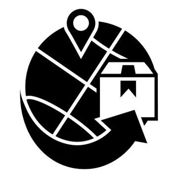 Global parcel delivery icon, simple style Stock Illustration