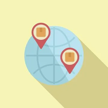 Global parcel location icon flat vector. Transport dispatch Stock Illustration