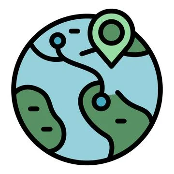 Global parcel location icon vector flat Stock Illustration