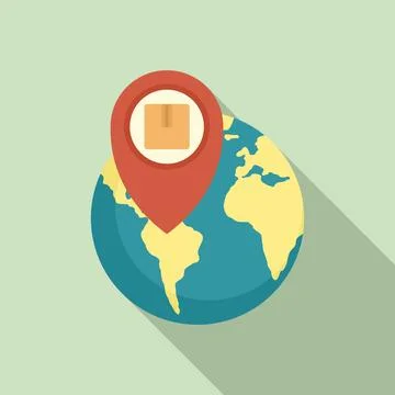 Global parcel tracking icon, flat style 스톡 일러스트