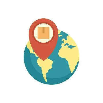 Global parcel tracking icon flat isolated Stock Illustration