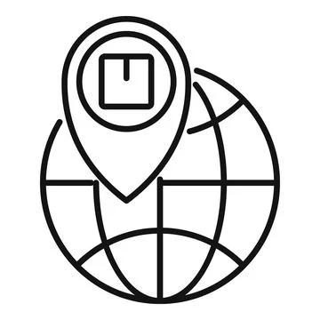 Global parcel tracking icon, outline style Stock Illustration