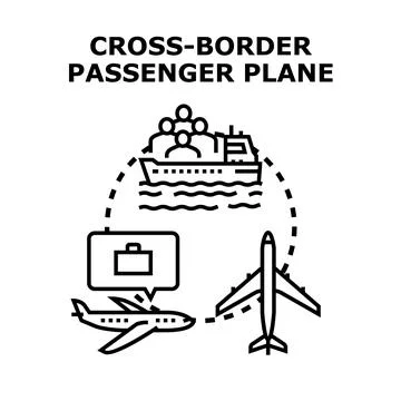 Global passengers traveling, exploring border crossing journeys Stock Illustration