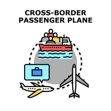 Global passengers traveling, exploring border crossing journeys Stock Illustration
