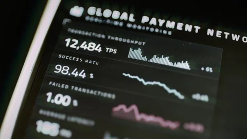 Global payment metrics report 12,502 TPS throughput 動画素材 346591907