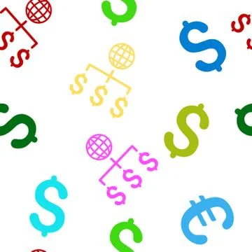 Global Payments Flat Vector Seamless Pattern Illustrazione stock