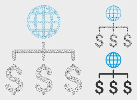 Global Payments Vector Mesh Wire Frame Model and Triangle Mosaic Icon イラスト素材