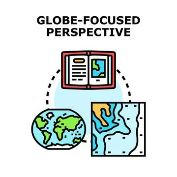 Global perspective concept connecting world geography and learning travel p.. Illustrazione stock