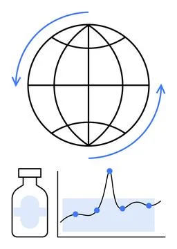 Global Pharmaceutical Trends and Data Analysis for Health Innovation Illustrazione stock