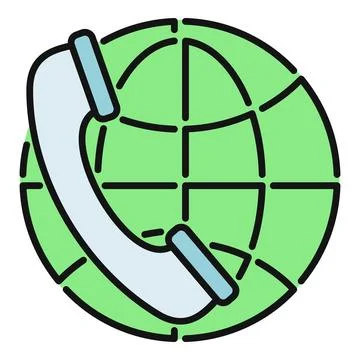 Global phone communication icon representing international calling Stock Illustration
