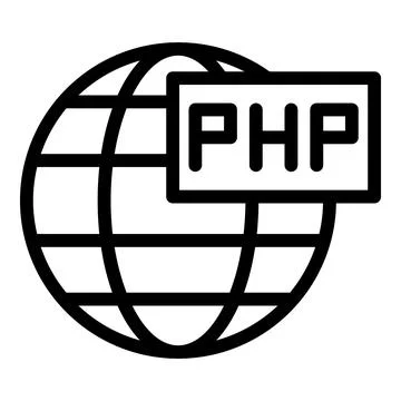 Global php icon outline vector. Cms development Illustrazione stock