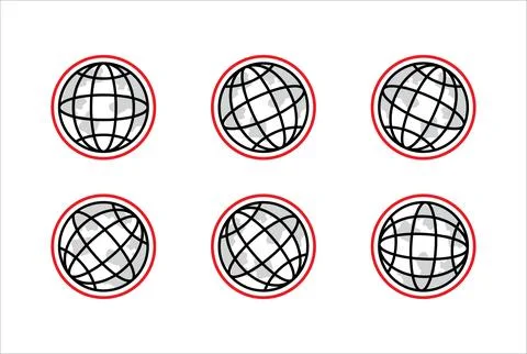 Global Planet Earth Grid Vector Icon Set Stock Illustration
