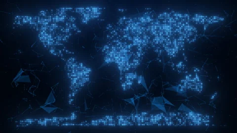 Global polygonal lines business network, Cyber space digital technology Stock Footage 337756702