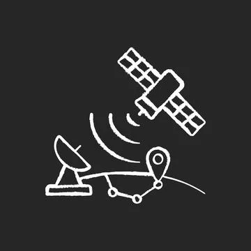 Global Positioning System chalk white icon on dark background Illustrazione stock