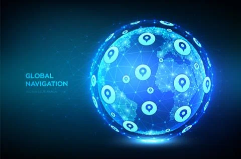 Global Positioning System. GPS location services. Navigation concept. Gps tra Stock Illustration