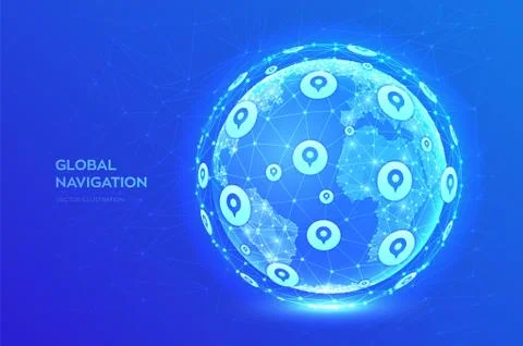 Global Positioning System. GPS location services. Navigation concept. Gps tra Illustrazione stock