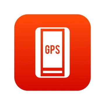 Global Positioning System icon digital red Stock Illustration