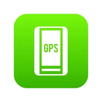 Global Positioning System icon digital green Stock Illustration