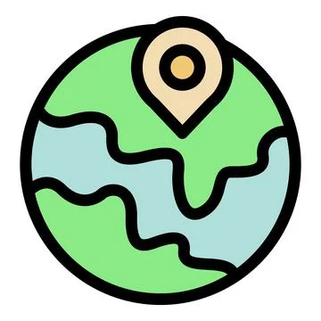 Global positioning system icon showing location on planet earth Stock Illustration