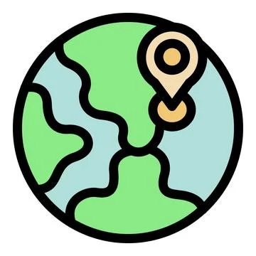 Global positioning system icon showing earth and location pin Illustrazione stock