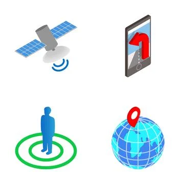 Global positioning system navigating modern technology icons 库存插图