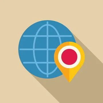 Global positioning system showing location on earth with a pin icon Stock Illustration
