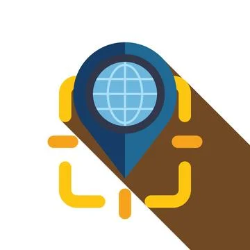 Global positioning system showing location on digital map with world icon Stock Illustration